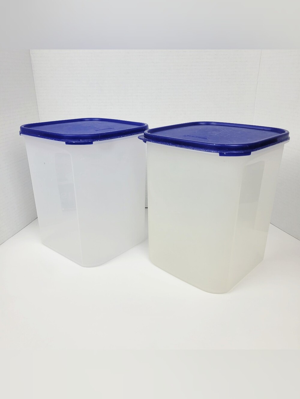 Vtg 80s~Tupperware 1622~ModulBlue Lid Plastic Food Storage Containers - Set of 2